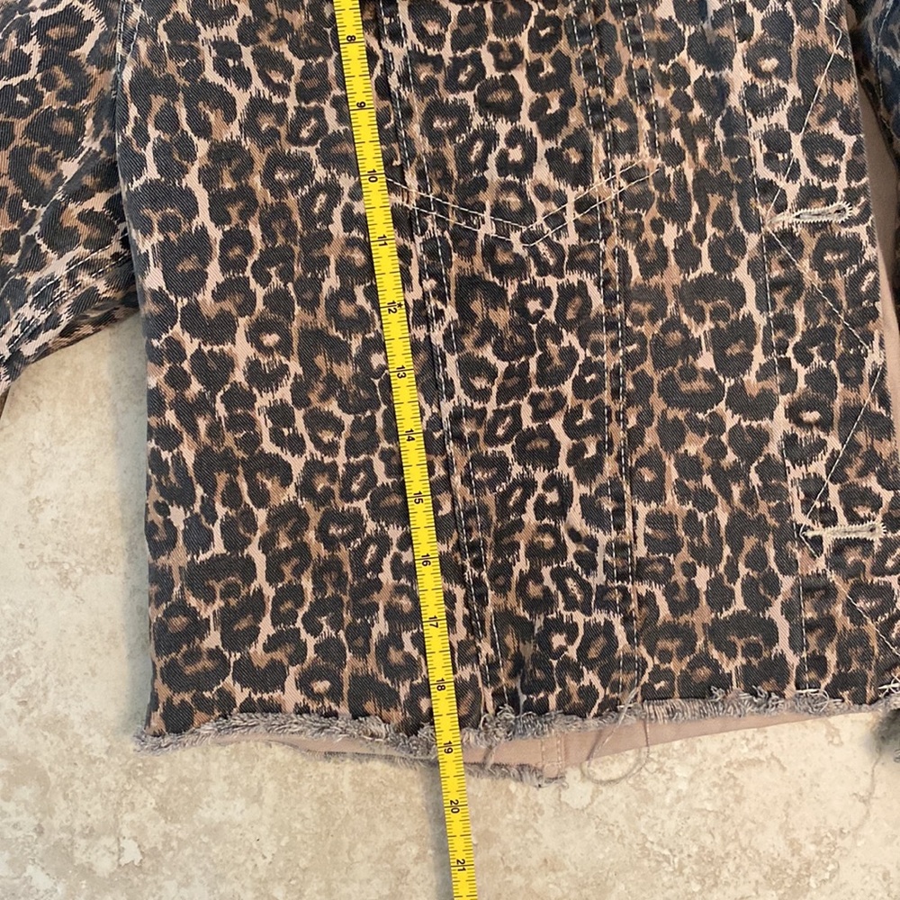 Free People cropped denim leopard jacket M L XL - Picture 10 of 16